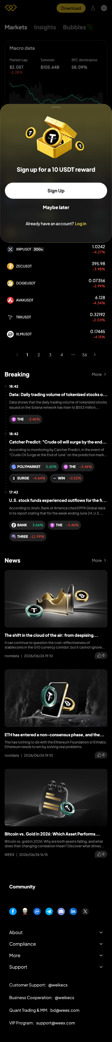 WEEX App 行情查看移动端界面